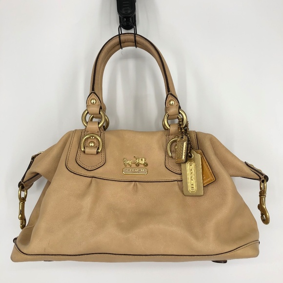 Coach Madison Collection Sabrina Satchel Cream Beige Leather Hangtags Zip Close - Picture 1 of 16